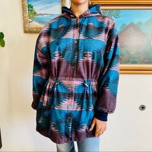 Vtg Reversible Southwest Aztec Anorak Jacket, S-L
